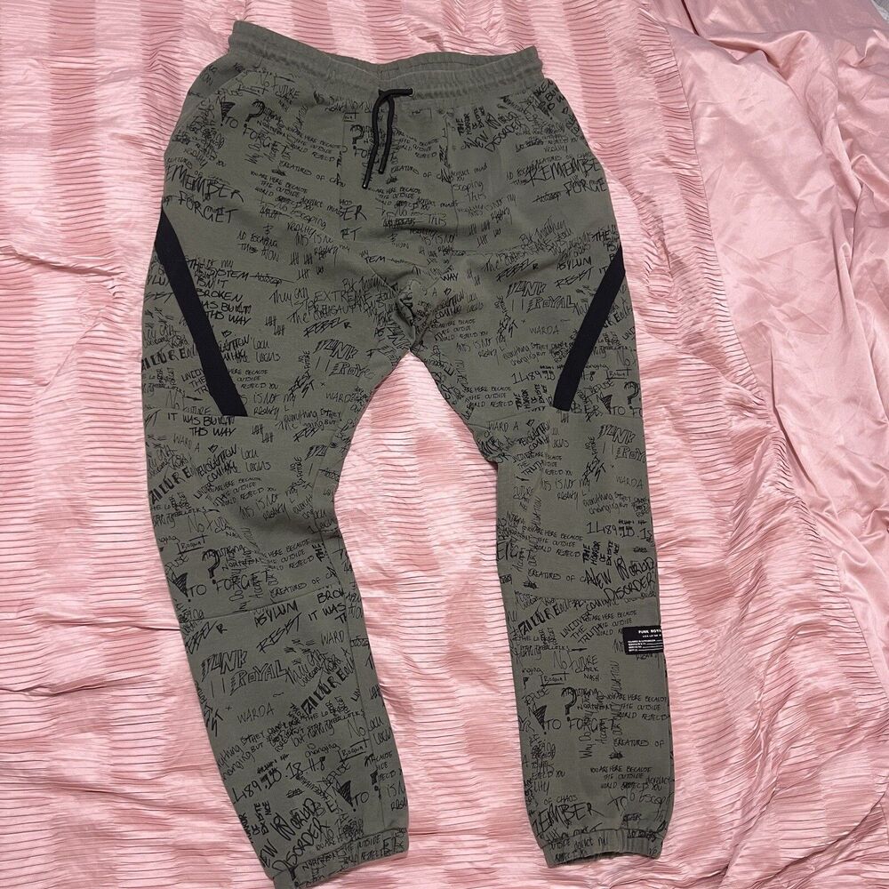 Punk Royal Jogger Sweatpants Men's Size Large Green Graphic Print